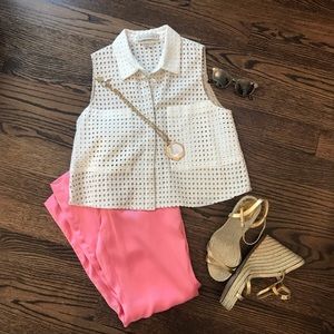 Elle Sasson Cropped Eyelet Top